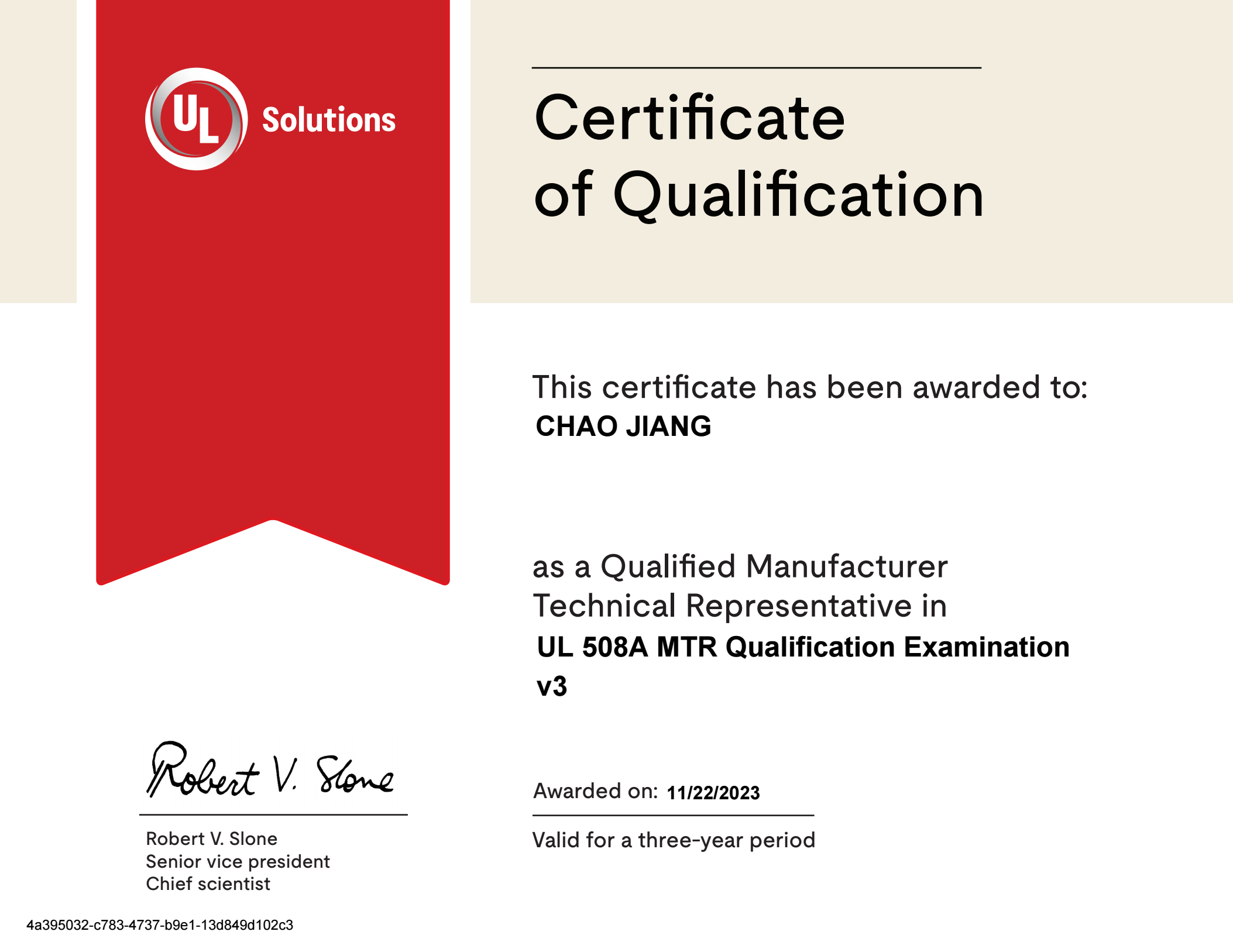 Certificat de certification